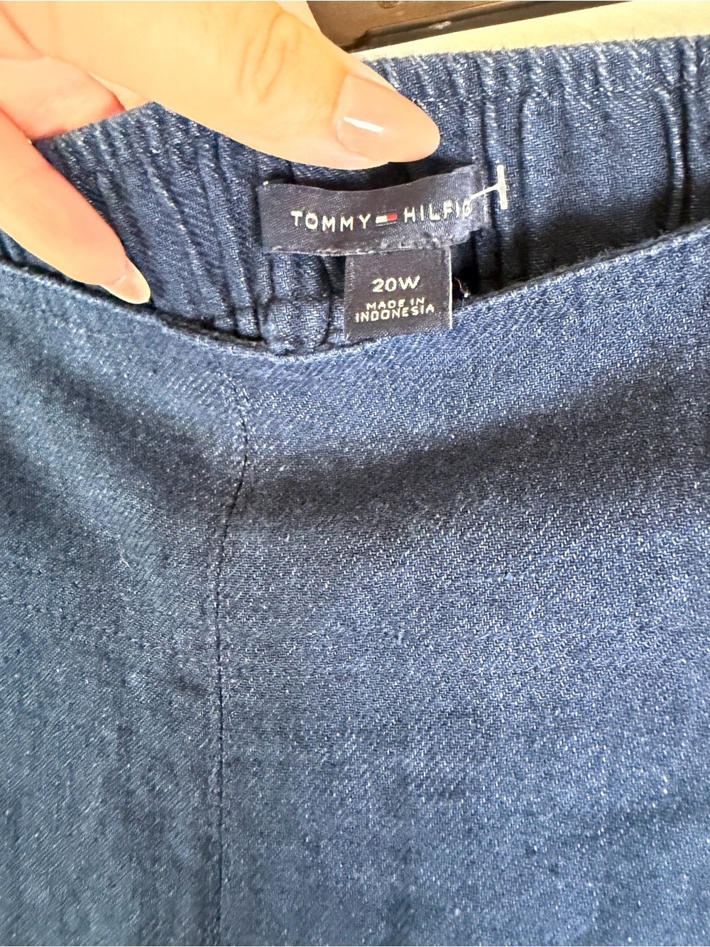 Tommy Hilfiger 20W Navy Linen Blend Sailor Wide Leg Pants Coastal Resort - Picture 8 of 9